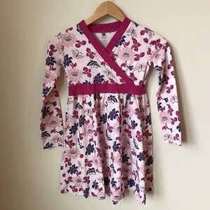 Tea Collection Wrap Neck Dress Flowers Butterflies